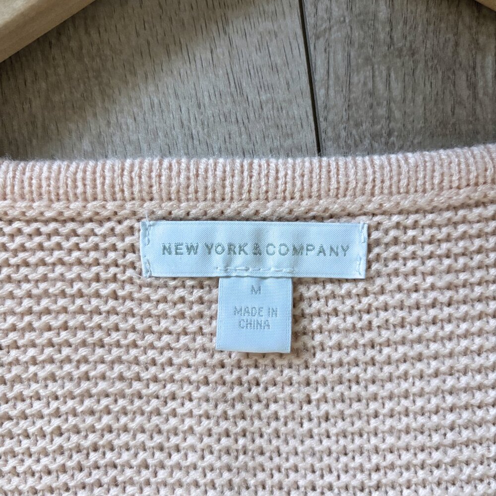 New York & Company Half Zip Light Pink Sweater Womens Medium Preppy Old Money - Picture 4 of 12